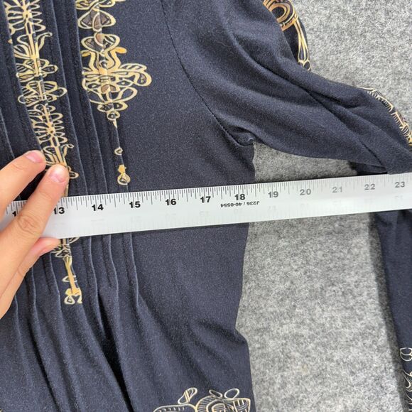 Just Fashion Now Blouse Women M Medium Gray Geometric Button Long Sleeve Casual - Picture 4 of 6